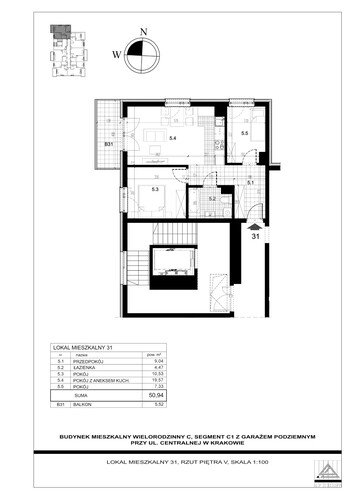 Plan Proins mieszkanie w inwestycji ul. Centralna Centralna - etap II, bud. C1