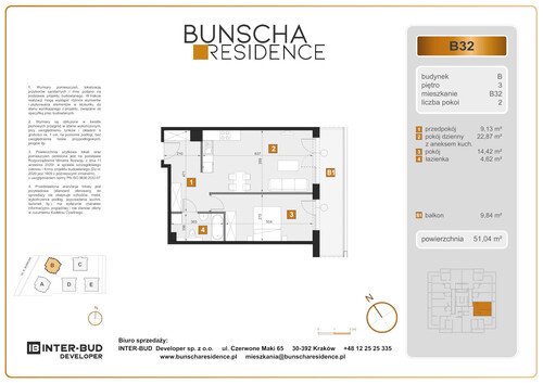 Plan Inter-Bud Developer Sp. z o.o. mieszkanie w inwestycji ul. Bunscha Bunscha Residence (wkrótce w sprzedaży) 