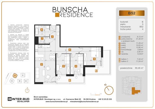 Plan Inter-Bud Developer Sp. z o.o. mieszkanie w inwestycji ul. Bunscha Bunscha Residence (wkrótce w sprzedaży) 