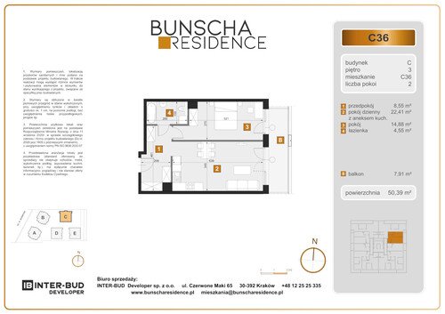 Plan Inter-Bud Developer Sp. z o.o. mieszkanie w inwestycji ul. Bunscha Bunscha Residence (wkrótce w sprzedaży) 