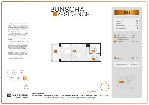 Plan Inter-Bud Developer Sp. z o.o. mieszkanie w inwestycji ul. Bunscha Bunscha Residence (wkrótce w sprzedaży) 