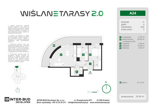 Plan Inter-Bud Developer Sp. z o.o. apartament w inwestycji ul. Grzegórzecka Wiślane Tarasy 2.0 - bud. C (wkrótce w sprzedaży)