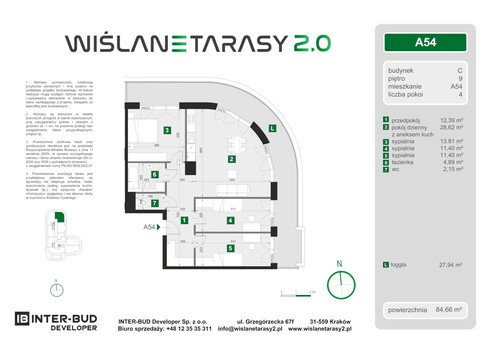 Plan Inter-Bud Developer Sp. z o.o. apartament w inwestycji ul. Grzegórzecka Wiślane Tarasy 2.0 - bud. C (wkrótce w sprzedaży)