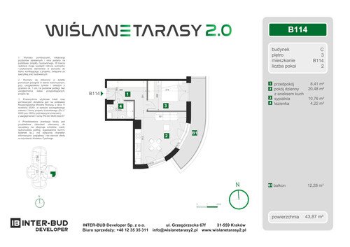 Plan Inter-Bud Developer Sp. z o.o. apartament w inwestycji ul. Grzegórzecka Wiślane Tarasy 2.0 - bud. C (wkrótce w sprzedaży)