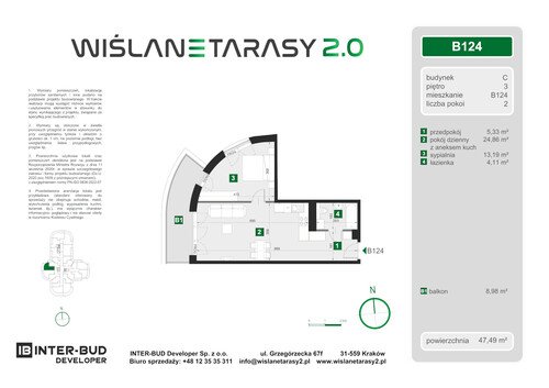 Plan Inter-Bud Developer Sp. z o.o. apartament w inwestycji ul. Grzegórzecka Wiślane Tarasy 2.0 - bud. C (wkrótce w sprzedaży)