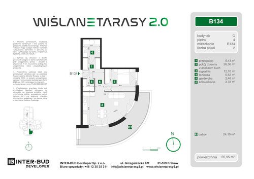 Plan Inter-Bud Developer Sp. z o.o. apartament w inwestycji ul. Grzegórzecka Wiślane Tarasy 2.0 - bud. C (wkrótce w sprzedaży)