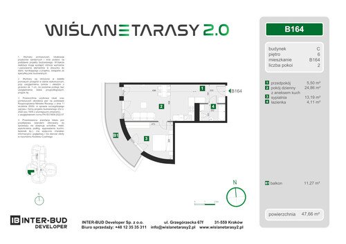 Plan Inter-Bud Developer Sp. z o.o. apartament w inwestycji ul. Grzegórzecka Wiślane Tarasy 2.0 - bud. C (wkrótce w sprzedaży)