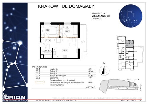 Plan Grupa Orion Investment S.A. mieszkanie w inwestycji ul. Domagały Osiedle Zodiak - bud. 39