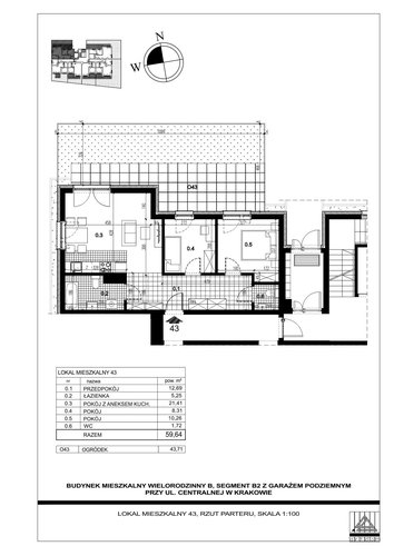 Plan Proins mieszkanie w inwestycji ul. Centralna Centralna - etap I, bud. B1, B2, B3
