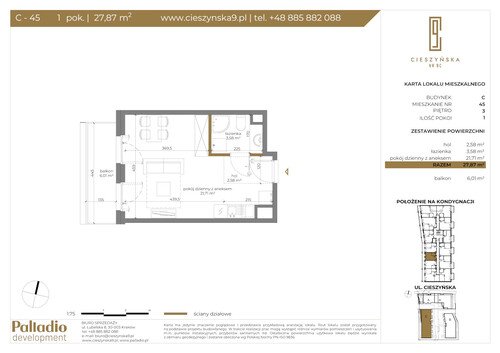 Plan Palladio Cieszyńska Pasek sp. k. mieszkanie w inwestycji ul. Cieszyńska 9 Cieszyńska 9 - II etap (bud. C)