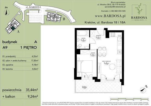 Plan KRK NH Spółka z ograniczoną odpowiedzialnością- Bardosa Spółka komandytowa mieszkanie w inwestycji ul. Bardosa 18, 18a Bardosa