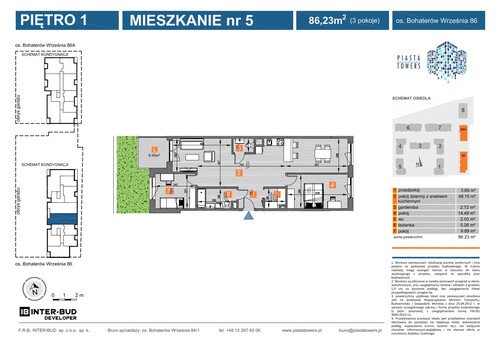 Plan Inter-Bud Developer Sp. z o.o. mieszkanie w inwestycji os. Bohaterów Września Piasta Towers - bud. 86