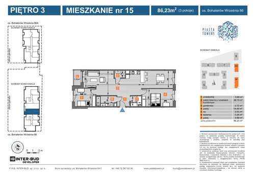 Plan Inter-Bud Developer Sp. z o.o. mieszkanie w inwestycji os. Bohaterów Września Piasta Towers - bud. 86