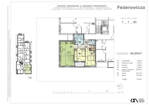 Plan HSD Inwestycje Krakowskie Sp. z o.o. mieszkanie w inwestycji ul. Federowicza Federowicza – Ruczaj Park