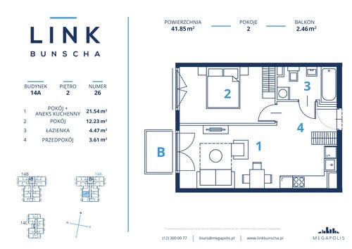 Plan Megapolis Sp. z o.o. mieszkanie w inwestycji ul. Bunscha 14A, 14B, 14C Link Bunscha