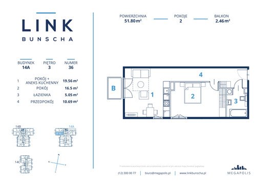 Plan Megapolis Sp. z o.o. mieszkanie w inwestycji ul. Bunscha 14A, 14B, 14C Link Bunscha