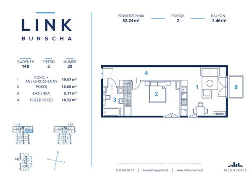 Plan Megapolis Sp. z o.o. mieszkanie w inwestycji ul. Bunscha 14A, 14B, 14C Link Bunscha