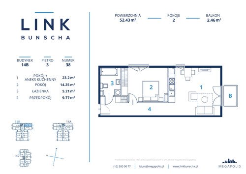 Plan Megapolis Sp. z o.o. mieszkanie w inwestycji ul. Bunscha 14A, 14B, 14C Link Bunscha