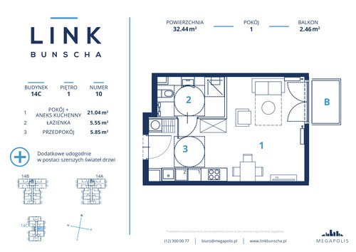 Plan Megapolis Sp. z o.o. mieszkanie w inwestycji ul. Bunscha 14A, 14B, 14C Link Bunscha