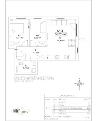 Plan Frax-Bud mieszkanie w inwestycji ul. Wybickiego 5 FORTnatura - budynek A1