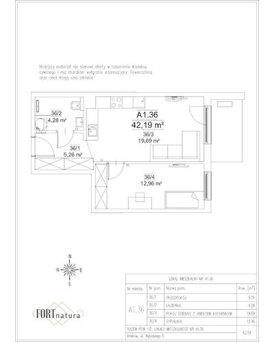 Plan Frax-Bud mieszkanie w inwestycji ul. Wybickiego 5 FORTnatura - budynek A1