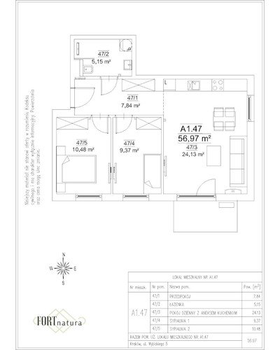 Plan Frax-Bud mieszkanie w inwestycji ul. Wybickiego 5 FORTnatura - budynek A1