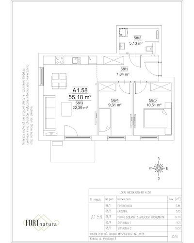 Plan Frax-Bud mieszkanie w inwestycji ul. Wybickiego 5 FORTnatura - budynek A1