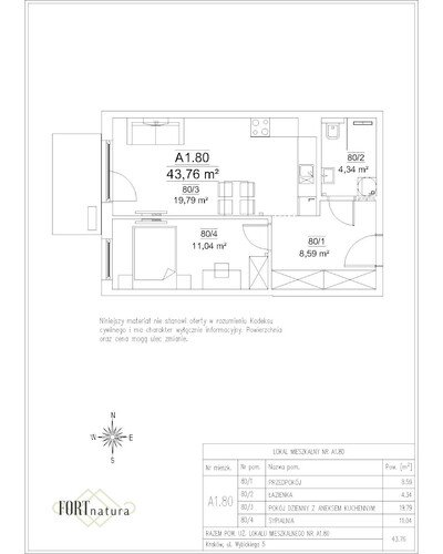 Plan Frax-Bud mieszkanie w inwestycji ul. Wybickiego 5 FORTnatura - budynek A1