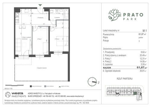 Plan Apartamenty Nowohucka Sp. z o.o. mieszkanie w inwestycji ul. Na Łąkach Prato Park