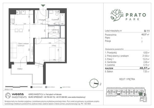 Plan Apartamenty Nowohucka Sp. z o.o. mieszkanie w inwestycji ul. Na Łąkach Prato Park