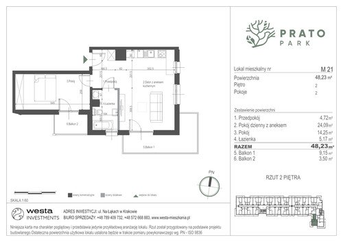 Plan Apartamenty Nowohucka Sp. z o.o. mieszkanie w inwestycji ul. Na Łąkach Prato Park