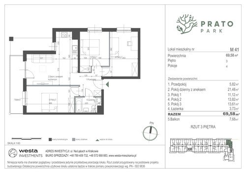 Plan Apartamenty Nowohucka Sp. z o.o. mieszkanie w inwestycji ul. Na Łąkach Prato Park