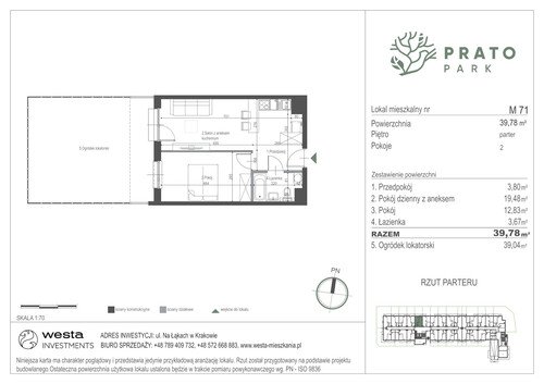 Plan Apartamenty Nowohucka Sp. z o.o. mieszkanie w inwestycji ul. Na Łąkach Prato Park