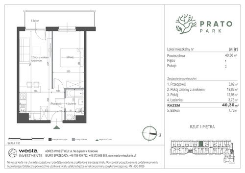 Plan Apartamenty Nowohucka Sp. z o.o. mieszkanie w inwestycji ul. Na Łąkach Prato Park