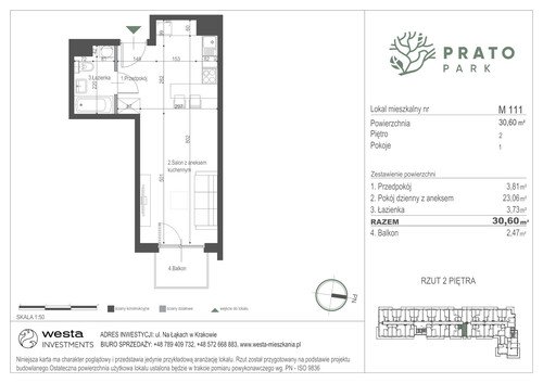 Plan Apartamenty Nowohucka Sp. z o.o. mieszkanie w inwestycji ul. Na Łąkach Prato Park