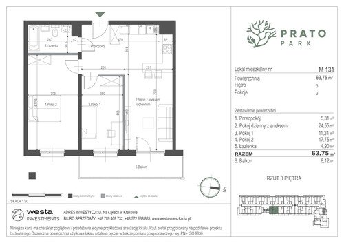 Plan Apartamenty Nowohucka Sp. z o.o. mieszkanie w inwestycji ul. Na Łąkach Prato Park