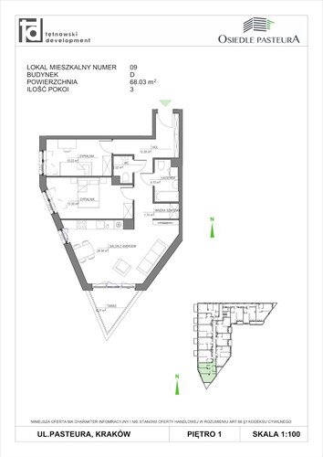 Plan Tętnowski Development mieszkanie w inwestycji ul. Pasteura Osiedle Pasteura - IV etap