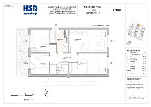 Plan HSD Inwestycje Paszkowskiego Sp. z o.o. mieszkanie w inwestycji ul. Paszkowskiego ul. Pękowicka/Paszkowskiego