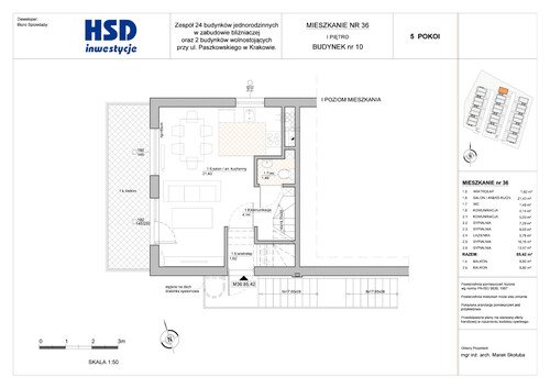 Plan HSD Inwestycje Paszkowskiego Sp. z o.o. mieszkanie w inwestycji ul. Paszkowskiego ul. Pękowicka/Paszkowskiego