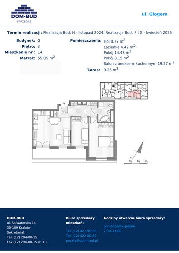 Plan Dom-Bud M. Szaflarski Spółka Jawna mieszkanie w inwestycji ul. Glogera ul. Glogera, bud. G