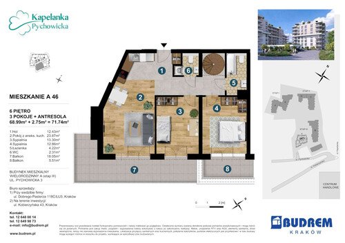 Plan BUDREM mieszkanie w inwestycji ul. Pychowicka 3 Kapelanka-Pychowicka - budynek A