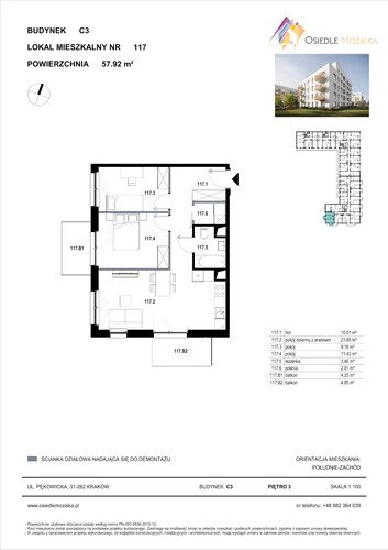 Plan KG Group Sp. z o.o. mieszkanie w inwestycji  Osiedle Mozaika - bud. C3