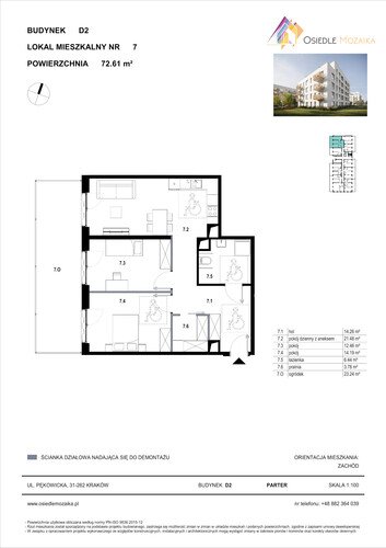 Plan KG Group Sp. z o.o. mieszkanie w inwestycji  Osiedle Mozaika - bud. D2