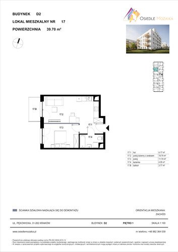 Plan KG Group Sp. z o.o. mieszkanie w inwestycji  Osiedle Mozaika - bud. D2