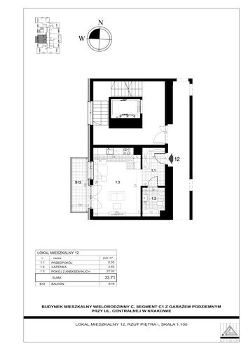 Plan Proins mieszkanie w inwestycji ul. Centralna Centralna - etap II, bud. C1