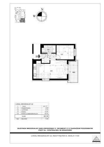 Plan Proins mieszkanie w inwestycji ul. Centralna Centralna - etap II, bud. C1