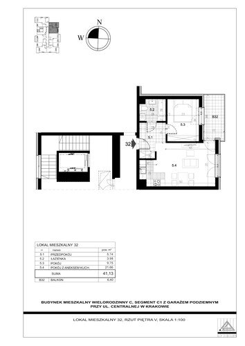 Plan Proins mieszkanie w inwestycji ul. Centralna Centralna - etap II, bud. C1