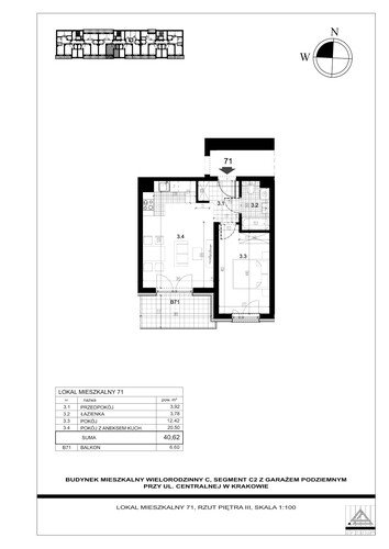 Plan Proins mieszkanie w inwestycji ul. Centralna Centralna - etap II, bud. C2