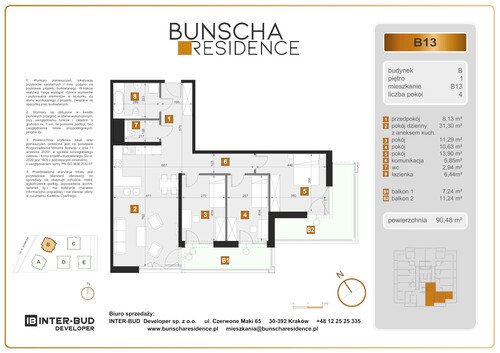 Plan Inter-Bud Developer Sp. z o.o. mieszkanie w inwestycji ul. Bunscha Bunscha Residence (wkrótce w sprzedaży) 