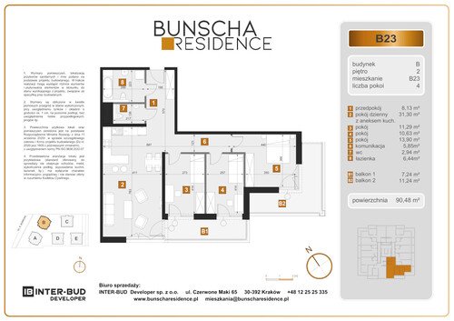 Plan Inter-Bud Developer Sp. z o.o. mieszkanie w inwestycji ul. Bunscha Bunscha Residence (wkrótce w sprzedaży) 